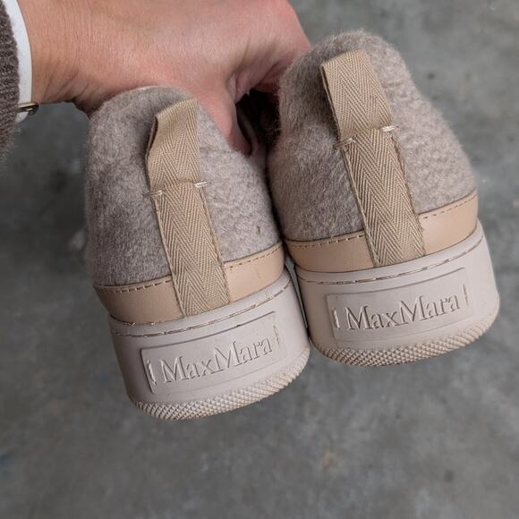 Max Mara Tunny Beige Textile/Leather Platform Sneakers, size EU37.5/US7.5 - Picture 6 of 10